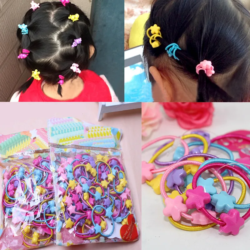 50 pcs/Pack Mignon Enfants Bandes Élastiques de Cheveux Enfants Cheveux Cravates Bébé En Caoutchouc Bande Coiffe Bébé Filles Che.