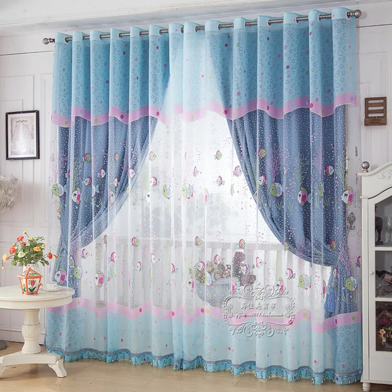 

Child curtain shade cloth cartoon baby small fresh child real curtain finished product