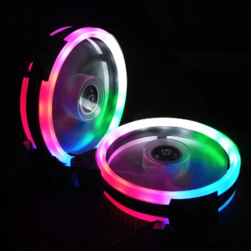 Luminous Cooling Fan Double Aperture Multicolored LED Computer Case PC