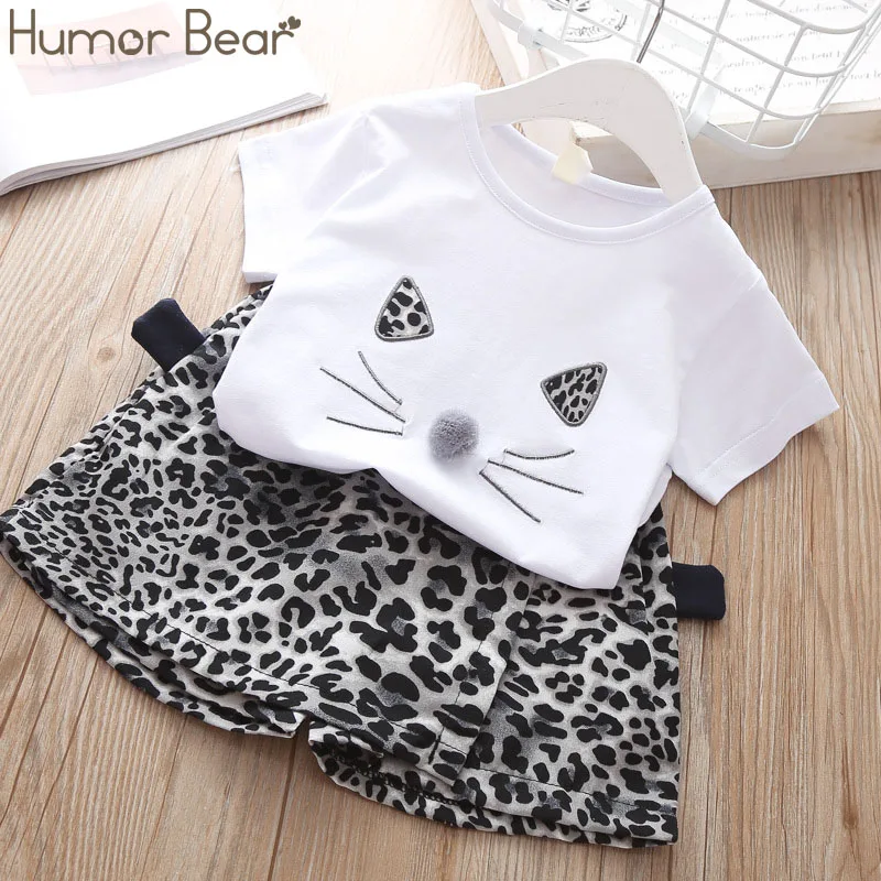 Humor Bear/детская одежда летние комплекты одежды для девочек шелковые кружевные шорты с короткими рукавами+ шорты в красную полоску детская одежда из 2 предметов - Цвет: white BZ273J
