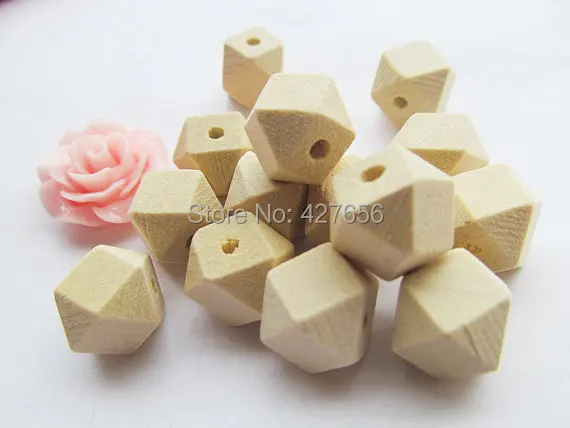 

500pcs 10mm Unfinished Faceted Natural Wood Cubic Spacer Beads Pendant Charm Finding,14 Hedron Geometricf Figure Wooden Beads