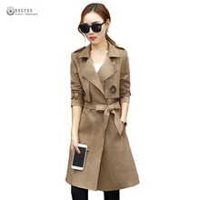 Новинка, Осенний модный Тренч из искусственной замши, женское однотонное тонкое замшевое пальто, женская длинная верхняя одежда с отложным воротником и поясом, OK1034