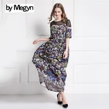 by Megyn Summer Dress 2017 Womens Hollow Out Shoulder Dress Bohemian Floral Beach Long Maxi Floral Print Dress Women LD399