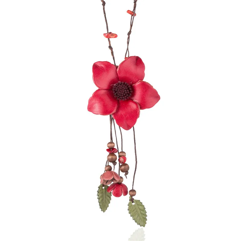 WNGMNGL-2018-New-Elegant-Women-Jewelry-Handmade-Genuine-Leather-Red-Flower-Pendant-Long-Necklaces-Women-Choker