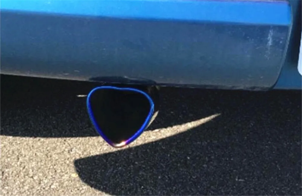 Шт. 1 мм шт. 63 мм запеченные синий в форме сердца выхлопных труб глушитель Совет Творческий нержавеющая сталь