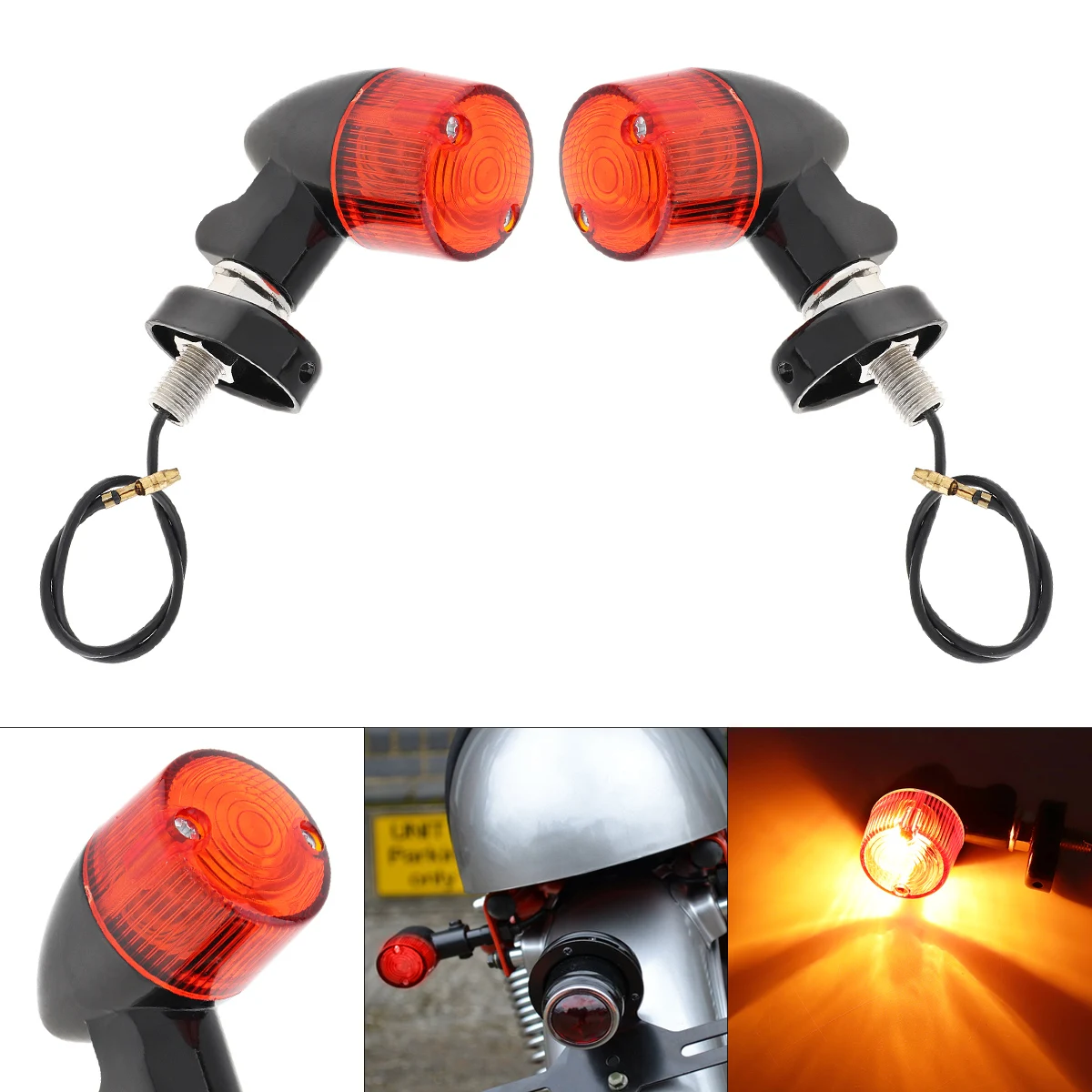 

2pcs 12V Motorcycle Signal Lamp Red Lens Retro Lateral Direction Turning Lights Cornering Lamp Turn Signal Light for Motorcycle