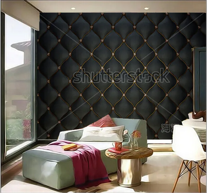Custom 3D murals,Black Buttoned luxury leather pattern with diamonds and gemstones ,living room sofa TV wall bedroom wall paper Custom 3D murals,Black Buttoned luxury leather pattern with diamonds and gemstones ,living room sofa TV wall bedroom wall paper