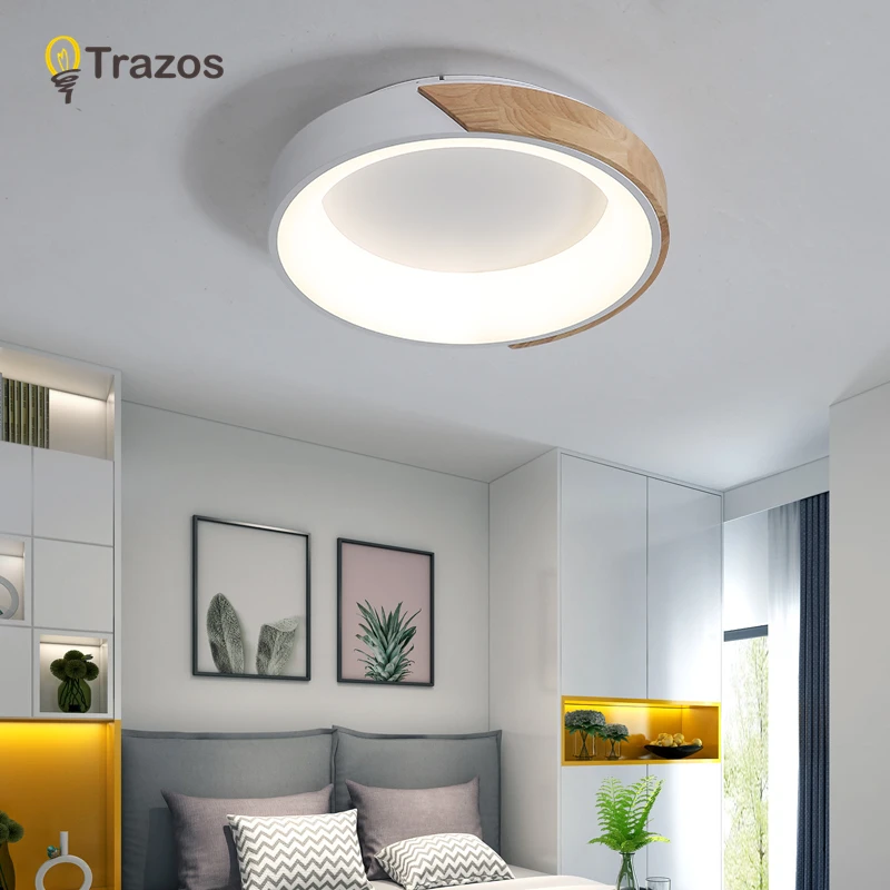 TRAZOS 220 В светодиодный потолочный светильник с металлическим абажуром для гостиной, современный потолочный светильник, деревянные люстры для комнат, подвесные лампы