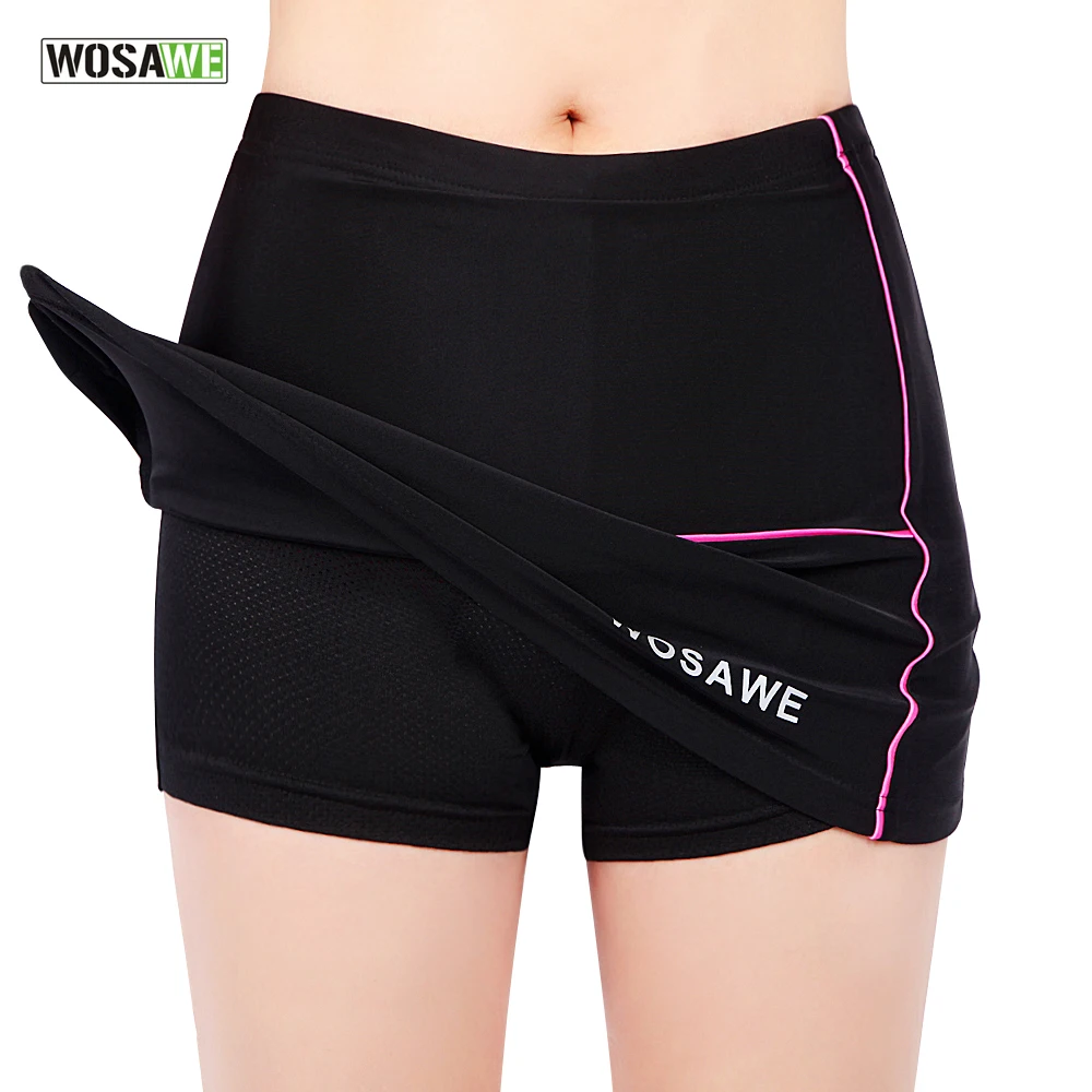 WOSAWE велосипедная мини-юбка женская велосипедная плиссированная юбка и шорты MTB горная дорога велосипедная сексуальная юбка с 4D гелевой подкладкой, черный