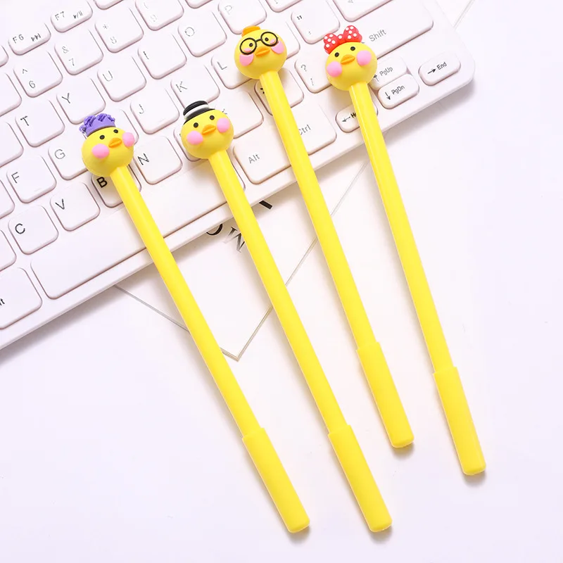 

1 Pcs Cute Cartoon Yellow Chicken Shape Plastic Gel Pens 0.5mm Kawaii Kids Gift Stationery Student Writing Signature Supplies