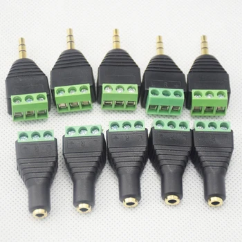 

10x Video AV Balun 3.5mm Stereo Female&male to Screw Terminal Plug connector
