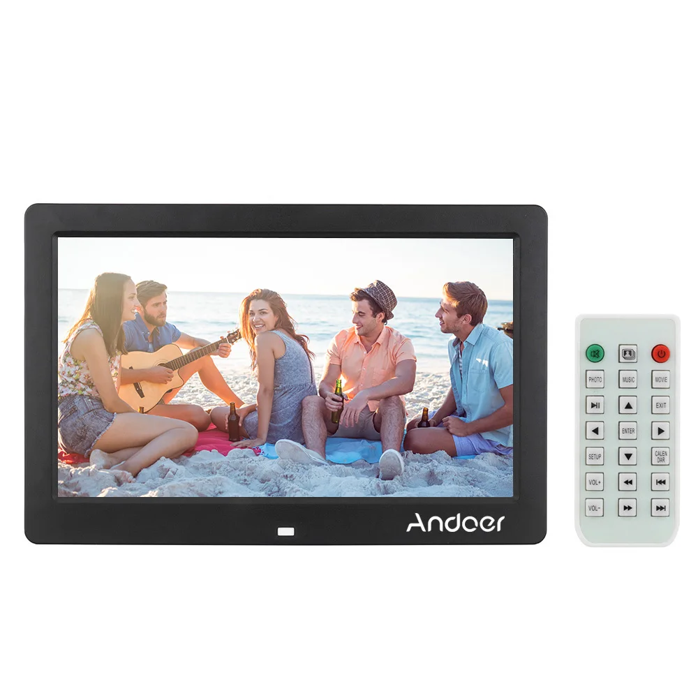 Andoer 10," ЖК-дисплей Цифровая фоторамка Будильник MP3 MP4 игрок кино 1024*600 HD с дистанционным управление фоторамка