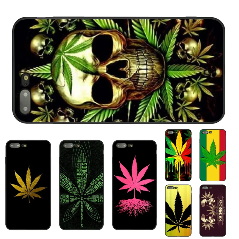 

Soft Silicone Case For iphone SE 5S 5 6 6S 7plus Cannabis leaf Pattern Cover Capa For iphone 8plus 7 XR XS XSMAX