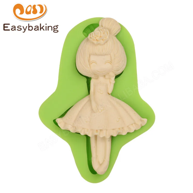 ES-1405-11 Lovely Little girl in skirt Silicone Molds for Fondant Cake Decorating
