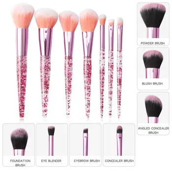 

2019 Hot 7pcs Transparent Flash Drill Handle Foundation Eye Makeup Brush Glitter Crystal Makeup Brushes Cosmetic