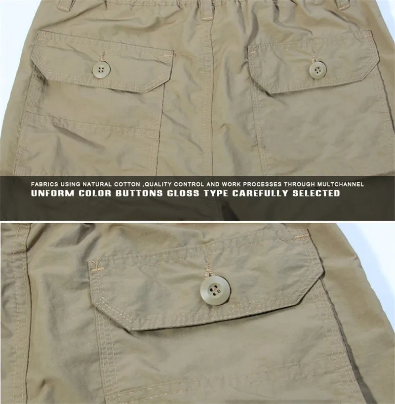 ZXQYH летние мужские быстросохнущие брюки-карго с несколькими карманами, съемные брюки, походные брюки, военные тактические брюки