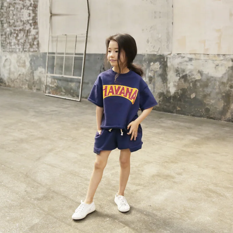 2018 Summer Girls Suits Cool Children T-shirts Cotton Clothing Shorts Suit 2 Pieces Set Clothes Moda Infantil Shirts And Pants