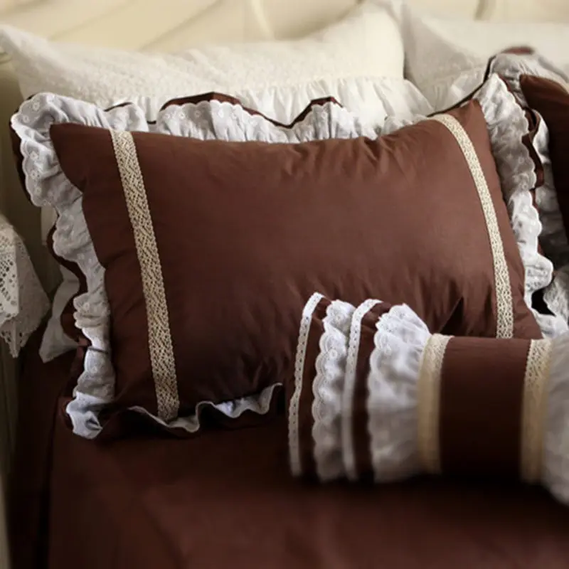 2pcs pillow case luxury European embroidery ruffle lace pillow cover