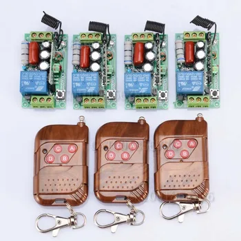 

220 V 1CH 1000W RF Wireless Remote Control Switch System Latched light switch 4 receiver + 3 transmitter