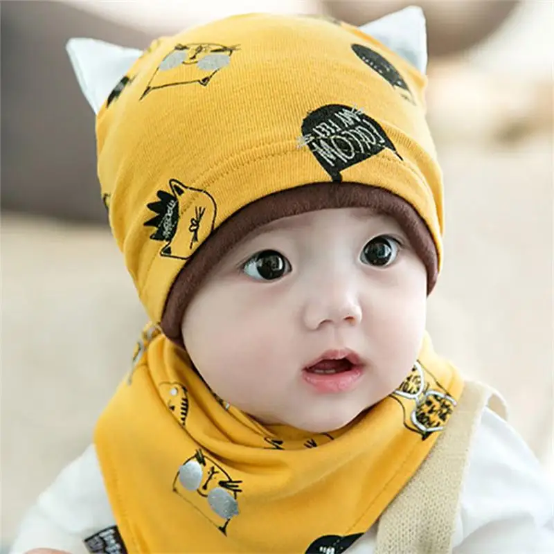 NEW Fashion Baby Cute Cap and bib set 4 Colors 2PCS For Girls & Boys