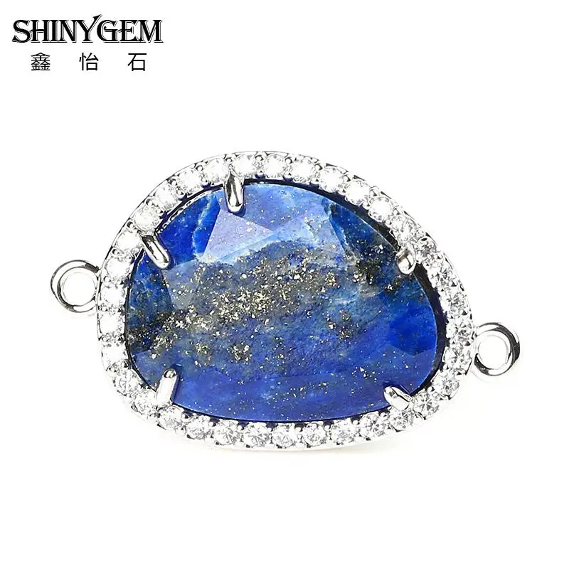 ShinyGem натуральный камень кулон 15*24 мм нерегулярные золото/серебро драгоценный камень Подвески Разъемы для изготовления ювелирных изделий 20 шт./лот - Окраска металла: Lapis Lazuli