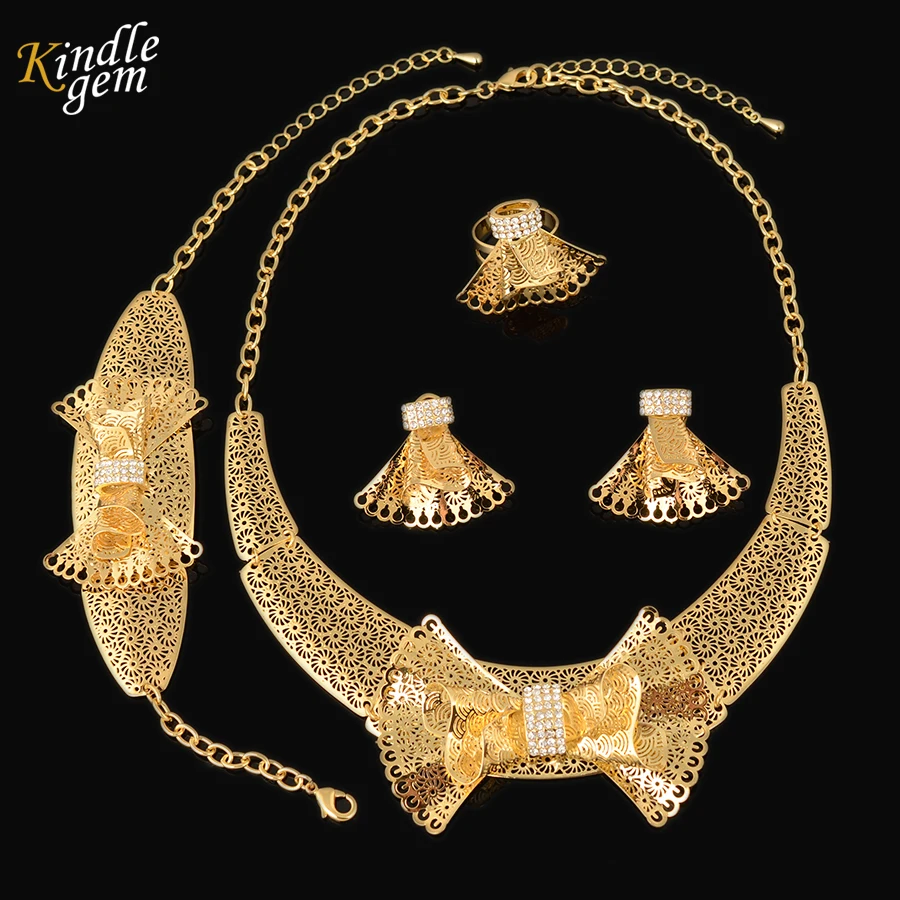 2017 Latest Brand Jewelry Set High Fashion Runway Show Dubai Gold Color