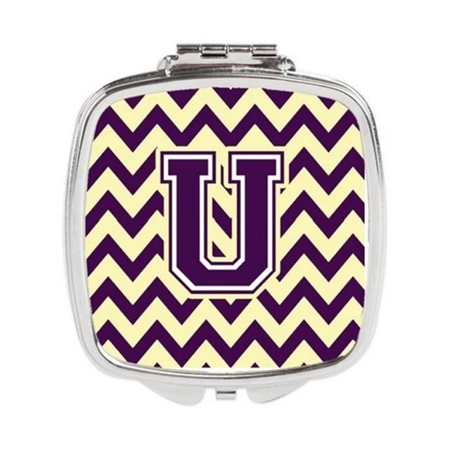 Carolines Treasures CJ1058-USCM Letter U Chevron Purple & Gold Compact Mirror