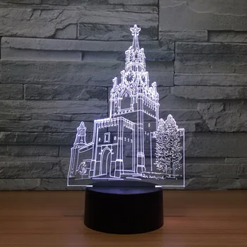 

The Clock Tower Building 3D Illusion Lamp 7 Color Visual Led Night Lights For Kids Touch Usb Table Lampara Lampe Drop Shipping