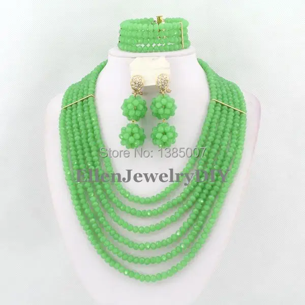 

Green African Wedding Jewelry Set Crystal Jewelry Set African Beads Necklace Set Crystal Beads Neckalce Set Free Shipping W6014