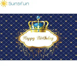 Image 2 - Sunsfun יום הולדת רקע קטן נסיך מלכותי כתר תינוק מקלחת קינוח שולחן דקור יילוד פוטושוט מסיבת יום הולדת באנר