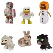 Minecraft Plush Stuffed Toys 18-20cm Minecraft Snow Golem Steve Zombie Wolf Ocelot Rabbit Chicken Plush Toy for Children Kids