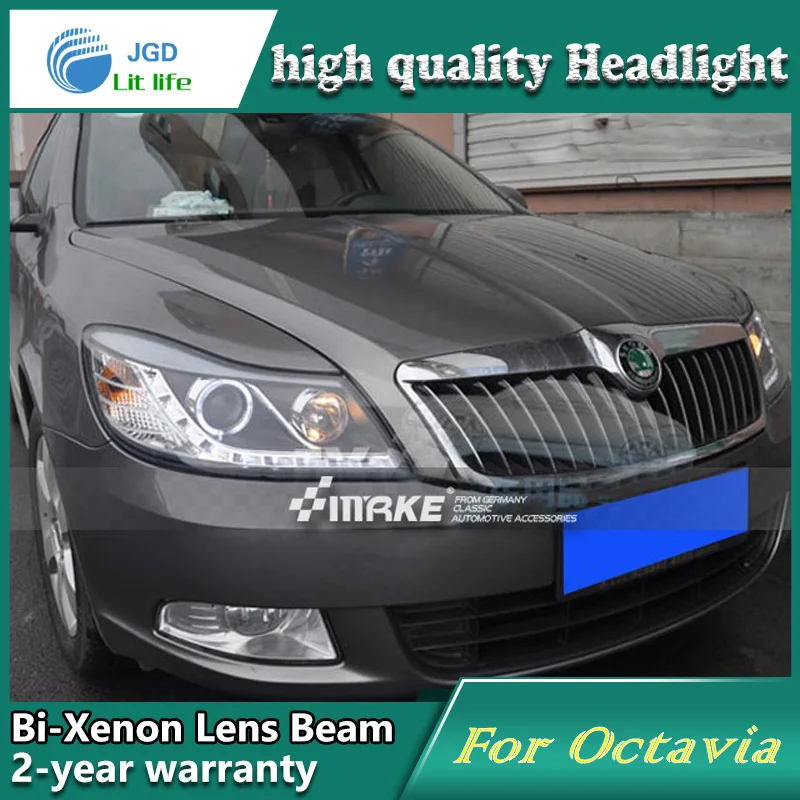 

high quality Car Styling case for Skoda Octavia 2010-12 Headlights LED Headlight DRL Lens Double Beam HID Xenon Car Accessories