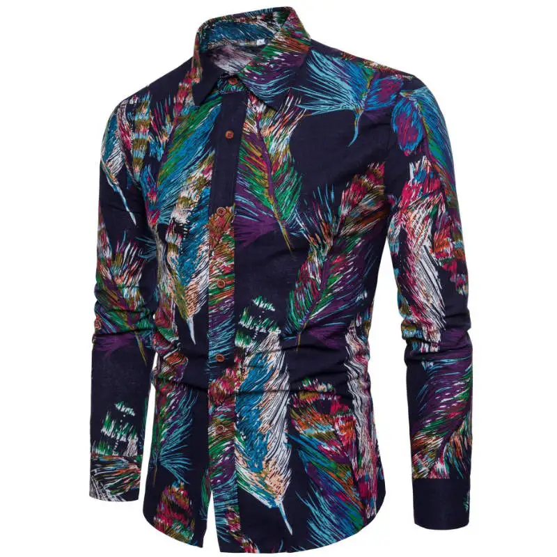 

MJARTORIA Fashion Casual Men Shirt Long Sleeve Europe Style Slim Fit Shirt Men High Quality Cotton Floral Shirts Mens Clothes