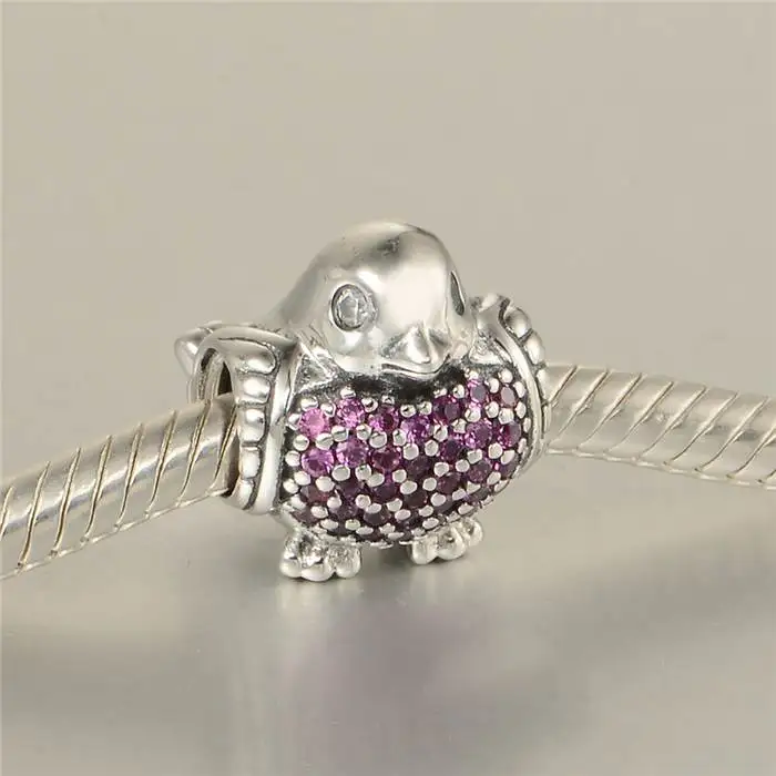 Animal Robin Charms With Red \u0026 Clear Cz 