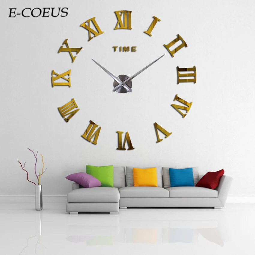 

2018 Living Home Decorate DIY Wall Clock Acrylic EVA Metal Mirror Wall Clock Super Sticker Digital Clocks Freeshipping