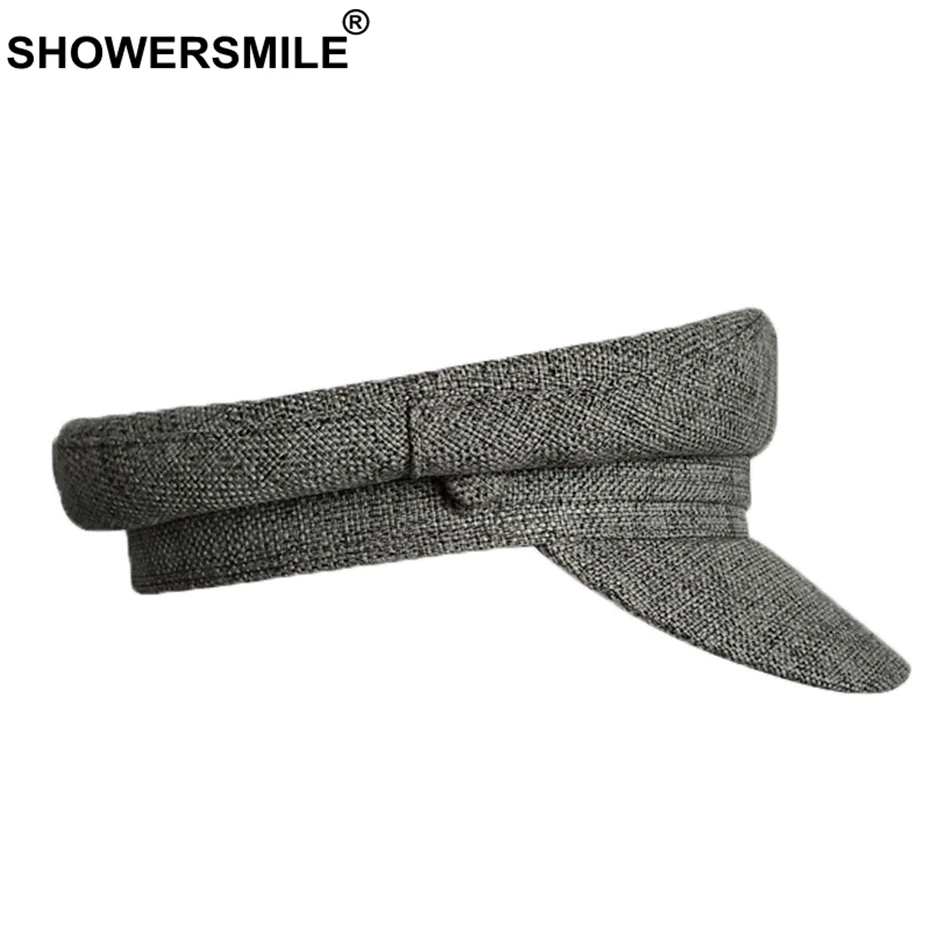 SHOWERSMILE, военная Кепка, женская, черная, хлопок, лен, плоский верх, шляпа, женская, Классическая, однотонная, пекарская Кепка, весенняя, женская, Матросская, армейская Кепка s