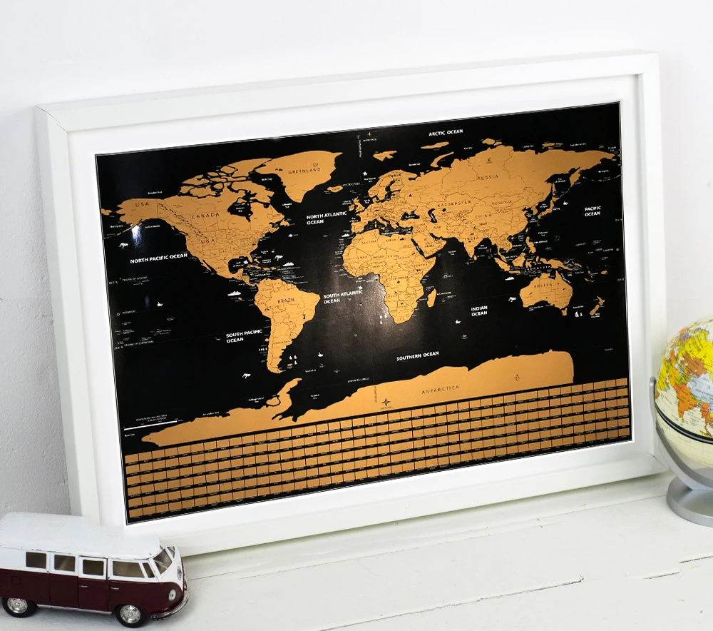 

Travel Scratchable World Map Size 82x59cm Added Bonus Traveller's Adventure maps Easy to Scratch Best Personalised Gift