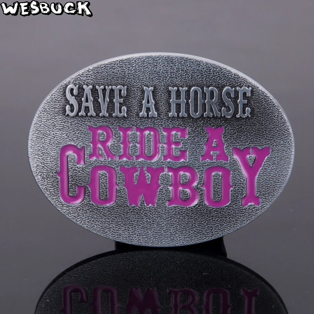 

WesBuck Brand Funny Belt Buckle SAVE A HORSE RIDE A COWBOY Buckles Meltal Fashion Belt Buckles For Men's Belt Buckle