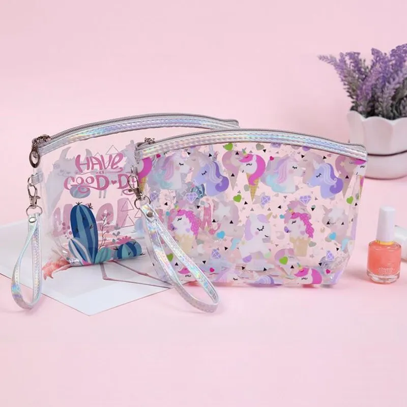 

Large Capacity Transparent Unicorn Cosmetic Bag Women Cute Alpaca PVC Makeup Bag Storage Pouch Waterproof Girl Make Up Case