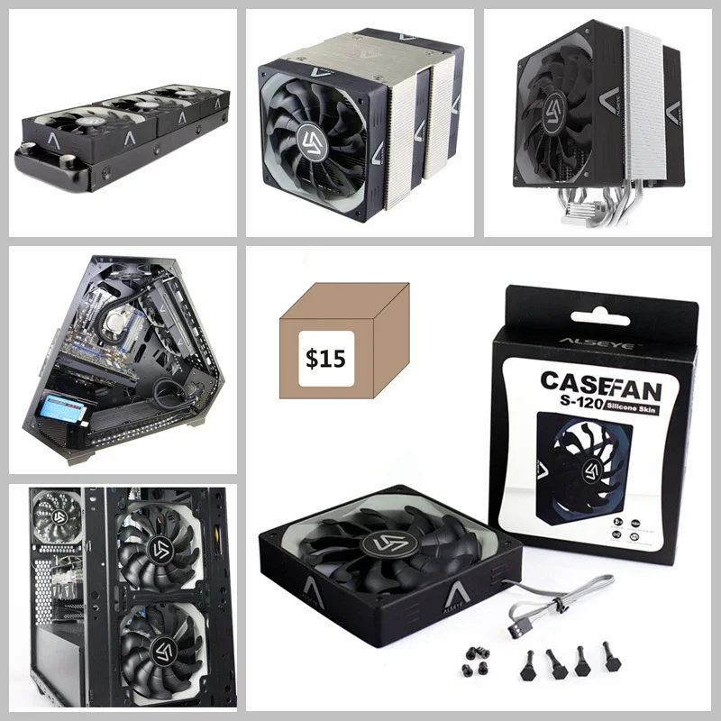Alseye Cooler Peças 12 v Fan 120mm 1200 Rpm Silenciosa Refrigerador pc 3 3pin - Imagem 6