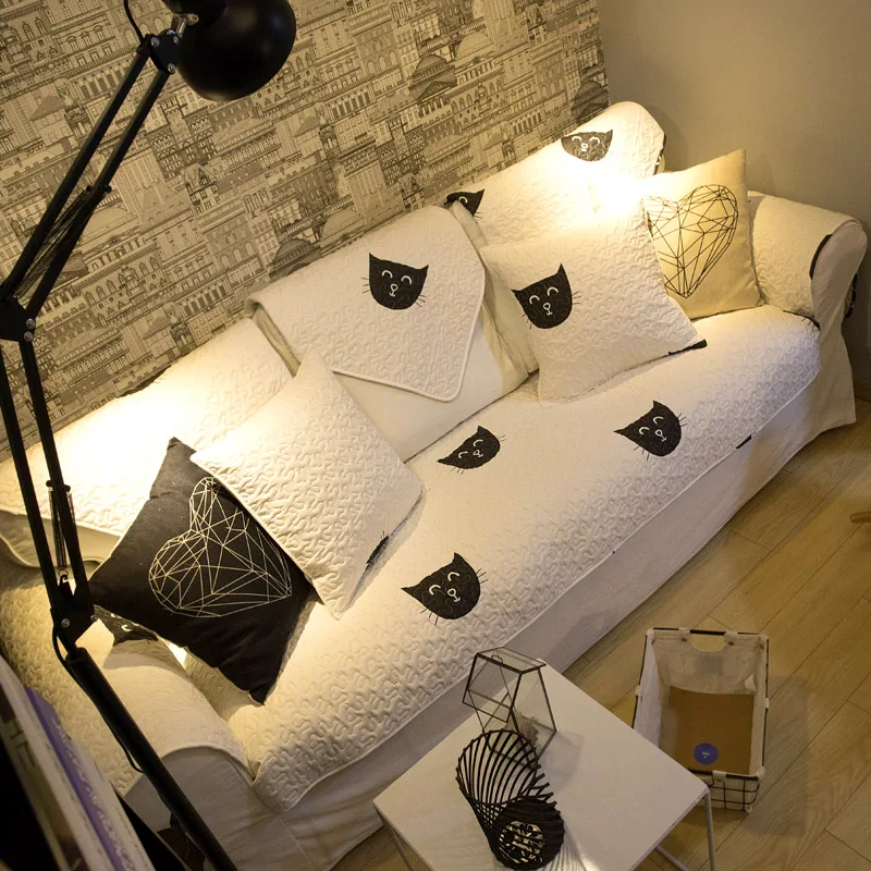 

100%cotton Sofa Cover Set Sectional Slip Cover Sofas Modern Magical White Sofa-cover Corner Towel Fabric Double Towel