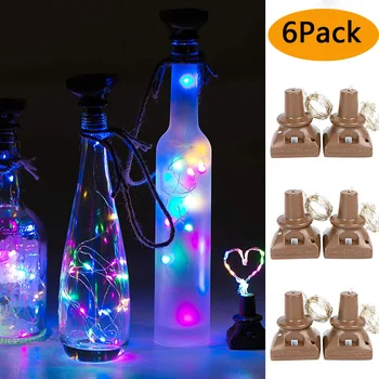 5 stks/partij 10 leds 15 leds 20 leds Zonne-energie Glas Wijn Fles LED String Licht Kurk Vormige Christmas Party decoratie Licht Lamp