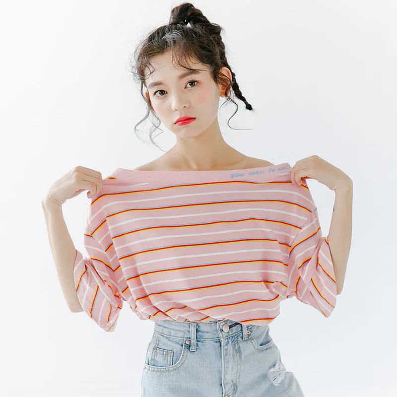 Корейский Ulzzang сексуальные топы с открытыми плечами для женщин Лето 2018 Harajuku