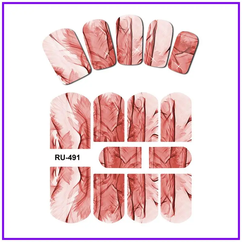 Лак для ногтей, водная наклейка, полное покрытие, цветок X RAY, прозрачные лепестки, цветы, розы, красные, синие RU487-492