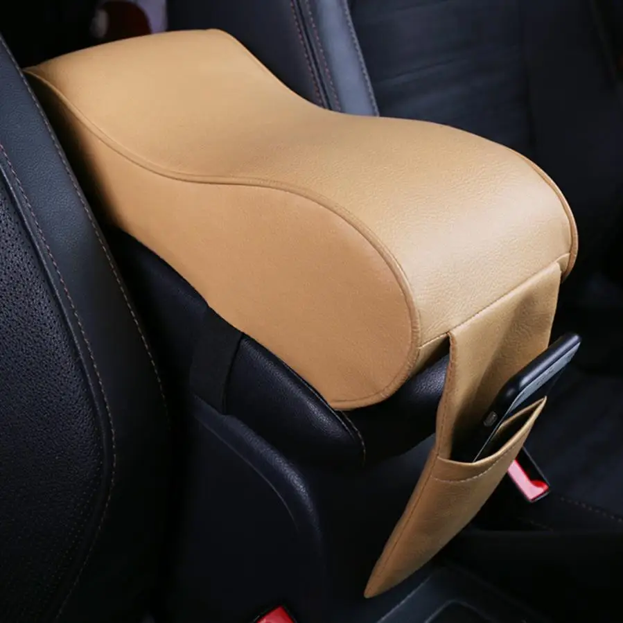 

Car Armrest Cushion Memory Cotton Foam Soft Pad Cover Cars SUV Center Box Console Durable Leather Khaki Dropshipping Aug9