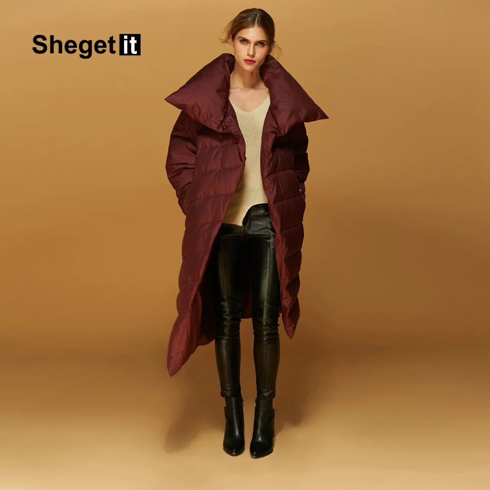 Shegetit Women Long Down Coat Parka 2017 Winter Warm Jacket Minus 30 Degrees Snowy Days Outerwear Maxi | Женская одежда