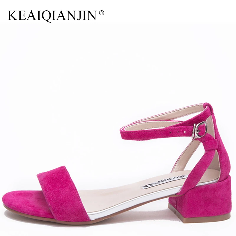 

KEAIQIANJIN Woman Genuine Leather Open Toe Sandals Sexy Black High Heeled Shoes Summer Plus Size 40 Gladiator Peep Toe Sandals