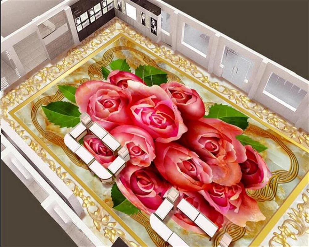 beibehang Beautiful classic 3d wallpaper square European parquet marble 3d flooring tile design fine lamination papel de parede