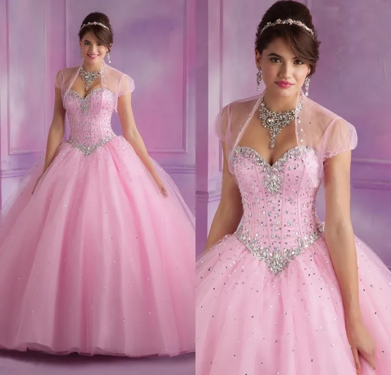 

debutante gown New Ball Gown Cheap Quinceanera Dresses Pink With Jacket Dress Beaded 15 Anos Sweet 16 Dresses online