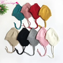 Осень-зима, детские шапки с ушками из мультфильмов для мальчиков и девочек, теплые вязаные шапки для новорожденных, шапка для фотосессии